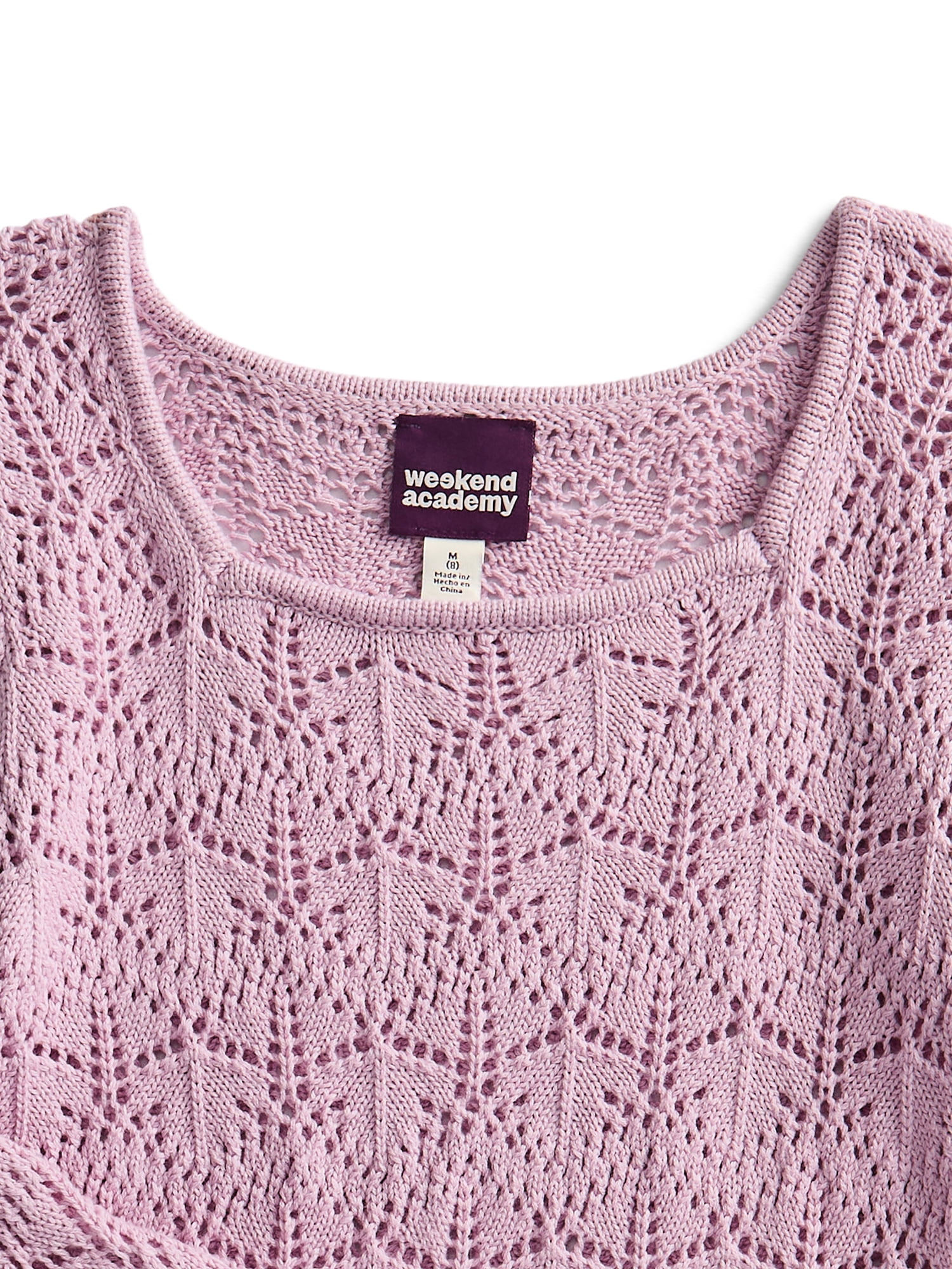 Weekend Academy Girls Crochet Top with Long Sleeves, Sizes 4-18