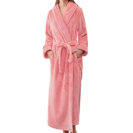 Yuhangmm Women s Winter Lengthened Bathrobe Home Clothes Shawl Long Sleeved Robe Coat Womens Lingerie Sexy Stockings