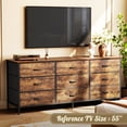 thumbnail image 4 of Huuger 54 Inch Dresser for Bedroom, TV Stand for 55, 60 Inch TV, 9 Drawer Chest of Drawers, Entertainment Center with Storage, Rustic Brown, 4 of 9