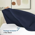thumbnail image 4 of Luxurious Flat Sheet - 100% Egyptian Cotton, 500 Thread Count, 1-Piece Top Sheet, Soft Bed Sheet, Breathable and Cooling Flat Sheet, Stripe Navy Blue, King Size, 4 of 5