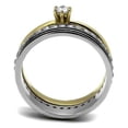 thumbnail image 3 of Two-Tone IP Gold (Ion Plating) Stainless Steel Ring with AAA Grade CZ in Clear for Women Clear Stone Color Style TK3108 Size 6, 3 of 4