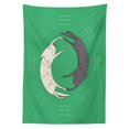 thumbnail image 3 of Ambesonne Yin Yang Tablecloth Rectangular Table Cover, Sleeping Cats Trigrams, 60"x90", Sea Green Grey White, 3 of 4
