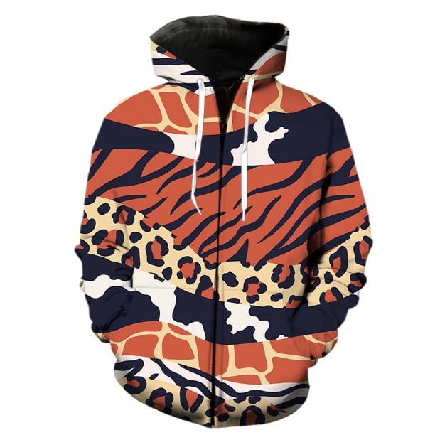 Sudadera con capucha y cremallera para hombre con textura abstracta de animal, divertida sudadera con estampado 3D, gran oferta 2024, ropa de calle, tops de moda de manga larga para adolescentes de gr