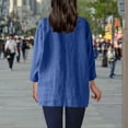 thumbnail image 4 of Taqqpue Womens Cotton Linen Shirts Solid Color 3/4 Sleeve V Neck Blouse Tops Loose Fit Casual Flowy Long Sleeve Plus Size Tees, 4 of 7