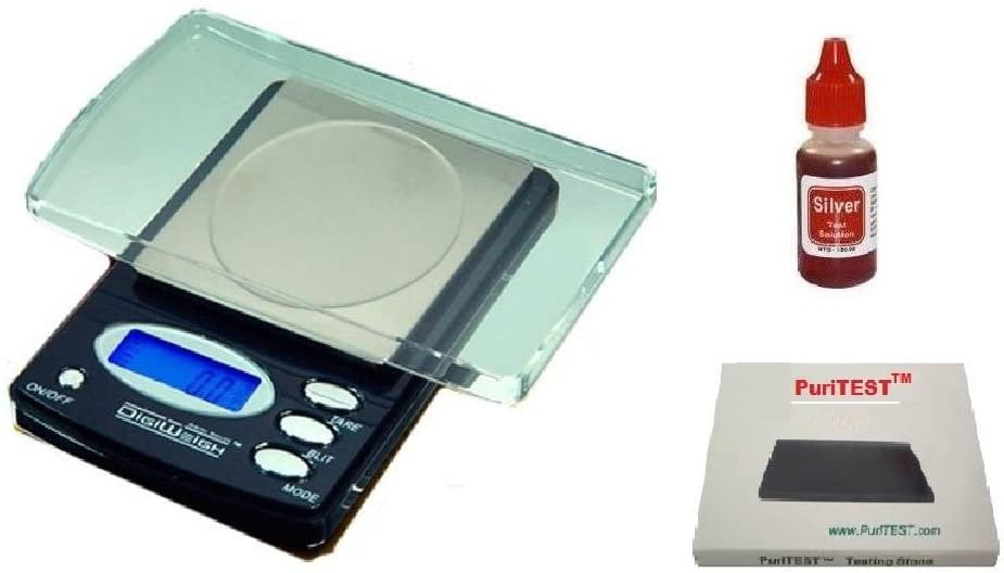 PuriTEST Acid Purity Test for Gold/Silver/Platinum Plus Digiweigh Digital Lab Scale 1000g x 0.1g 
