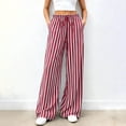 thumbnail image 6 of ShomPort Palazzo Pants for Women Casual Striped Wide Leg Pants Drawstring High Waist Trouser with Pockets, 6 of 6