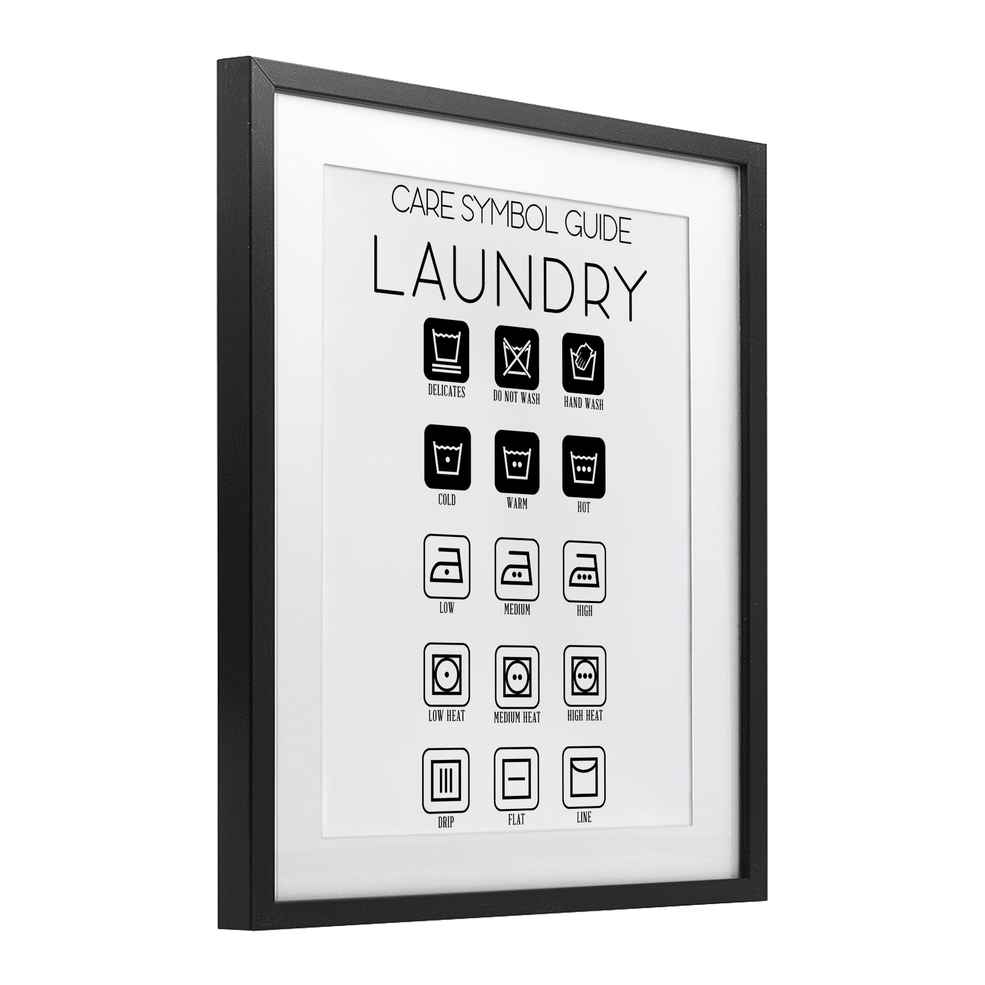 Stupell Industries Laundry Care Symbol Guide Black Framed Print Under Glass, design by SD Graphics Studio