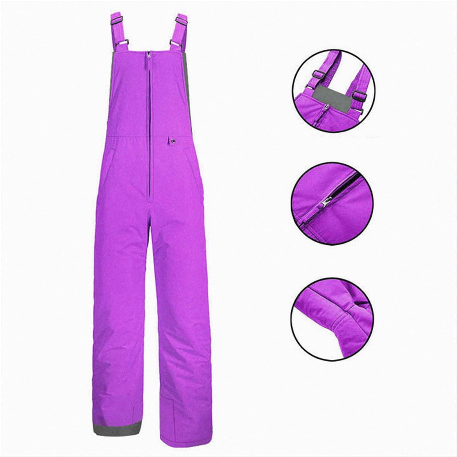 HCNTES Children's Insulated Snowsuit Bib Overalls Kids Adjustable Strap Design for Skiing Winter Activities(A-Purple,9-10 Years)
