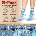 thumbnail image 2 of Calcetines Disney para mujer, novedosos, suaves para pantorrillas, 5 unidades, puntadas azules, 2 of 6
