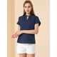 thumbnail image 3 of Allegra K Blusa Elegante De Oficina De Trabajo Con Cuello Alto Y Manga De Tulipán Para Mujer Azul marino L, 3 of 6