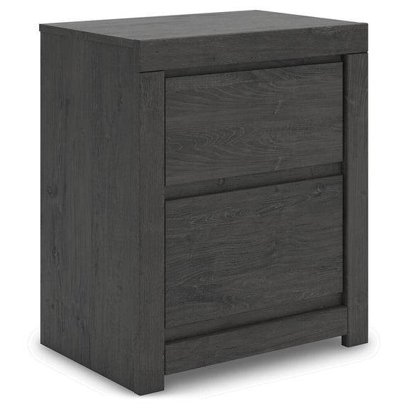 Signature Design by Ashley Candanew 2-Drawer Nightstand with USB Charging Ports, Charcoal Gray