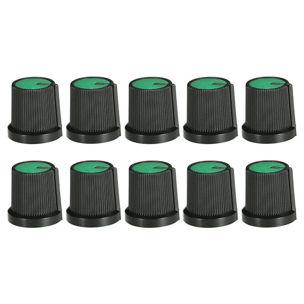 10 Pcs Perilla de 6mm para Pedal de Efecto de Altavoz, Perilla de Potenciómetro Negra Verde