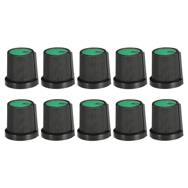 10 Pcs Perilla de 6mm para Pedal de Efecto de Altavoz, Perilla de Potenciómetro Negra Verde