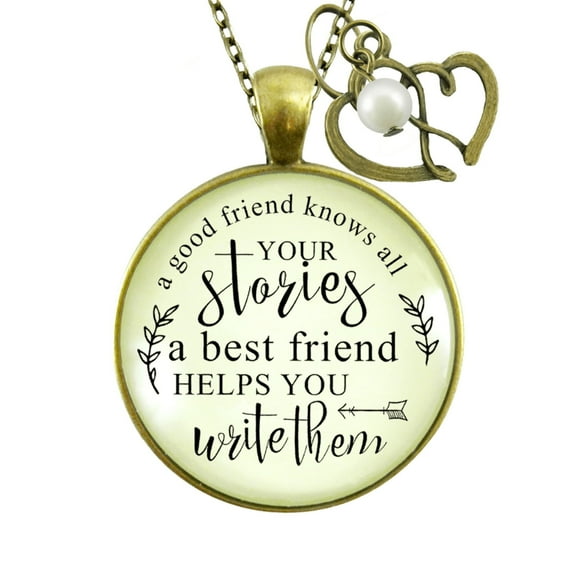 Friend Knows Stories Necklace Gutsy Goodness Female Adult Bronze Metal Jewelry