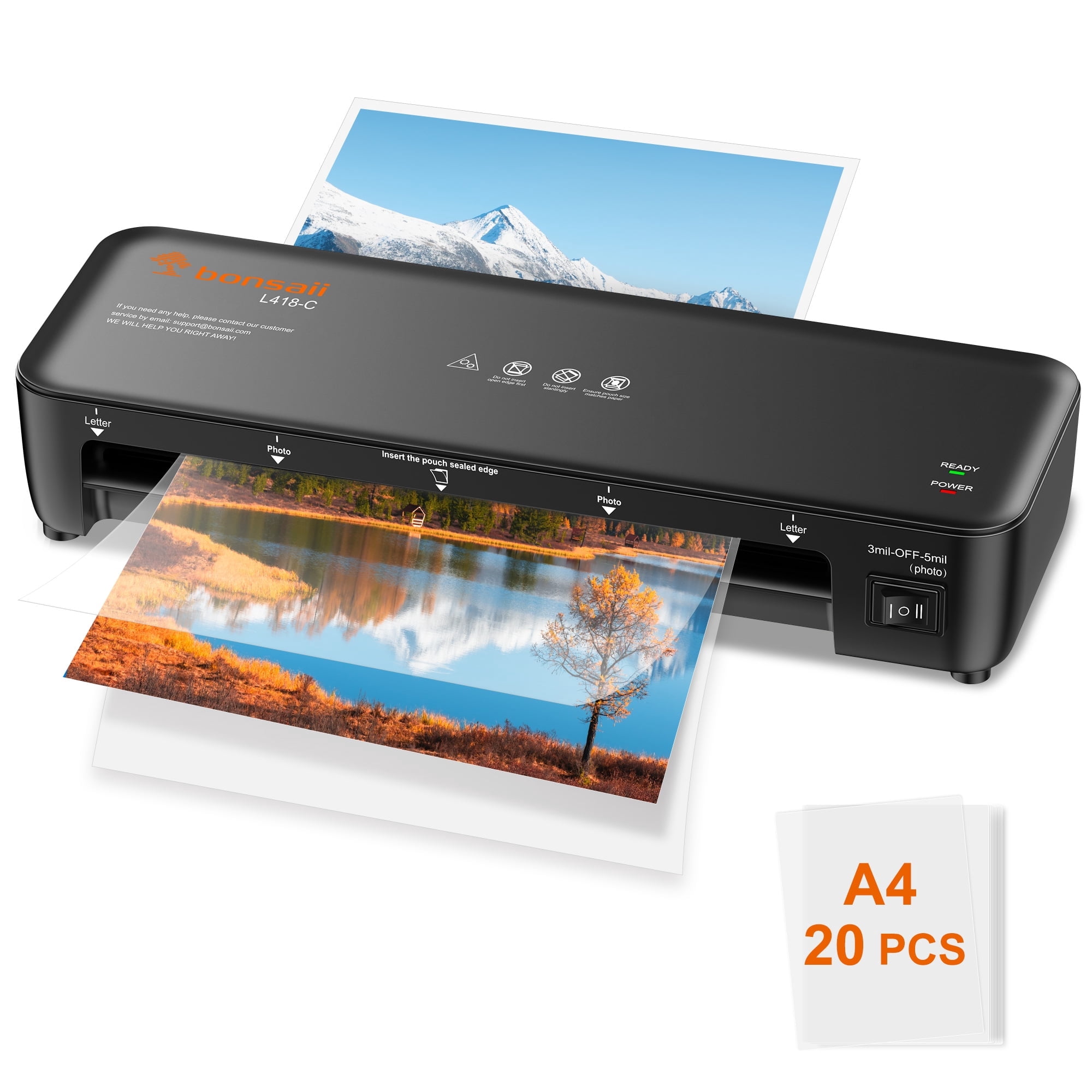 Bonsaii Thermal Laminator 9 inch Laminator Machine with 20PCS Laminating Pouches