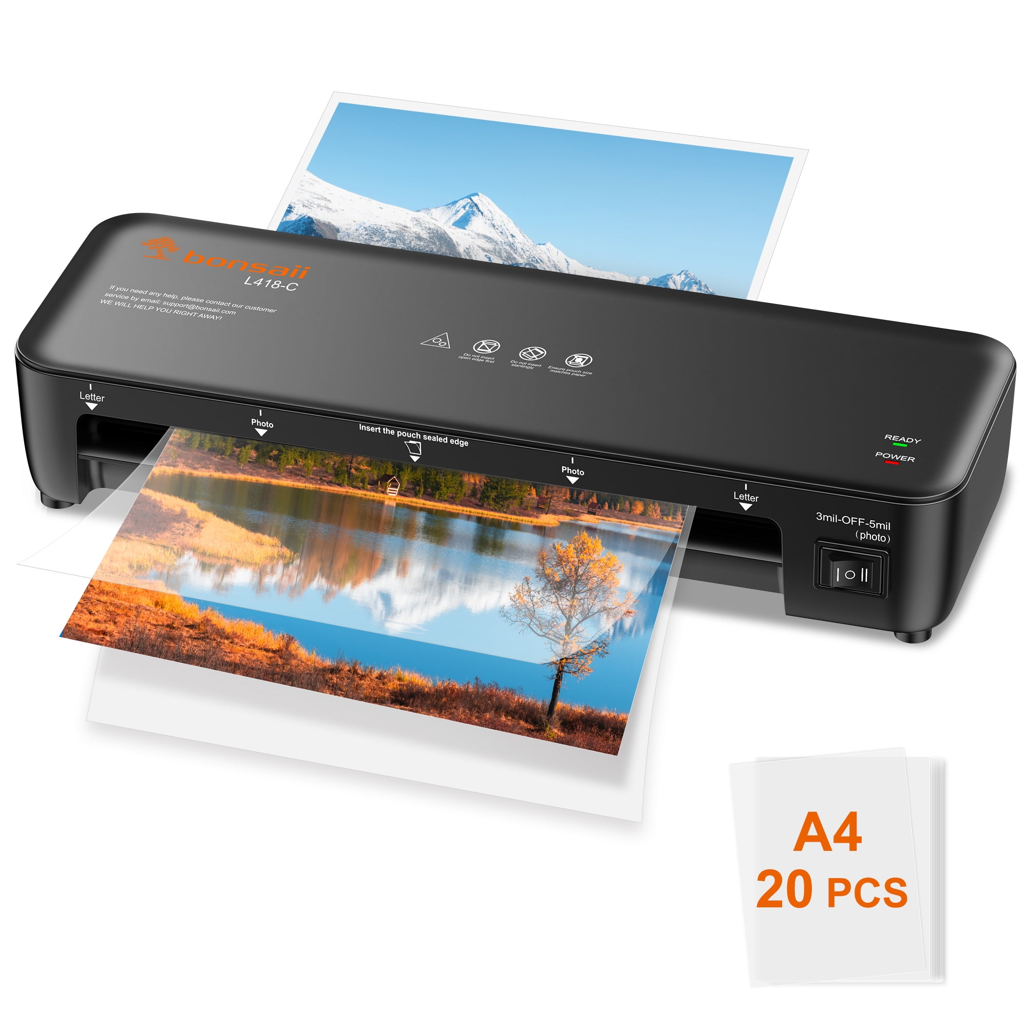 Bonsaii 9 Inch Thermal Laminator with 20 Laminating Pouches photo 1