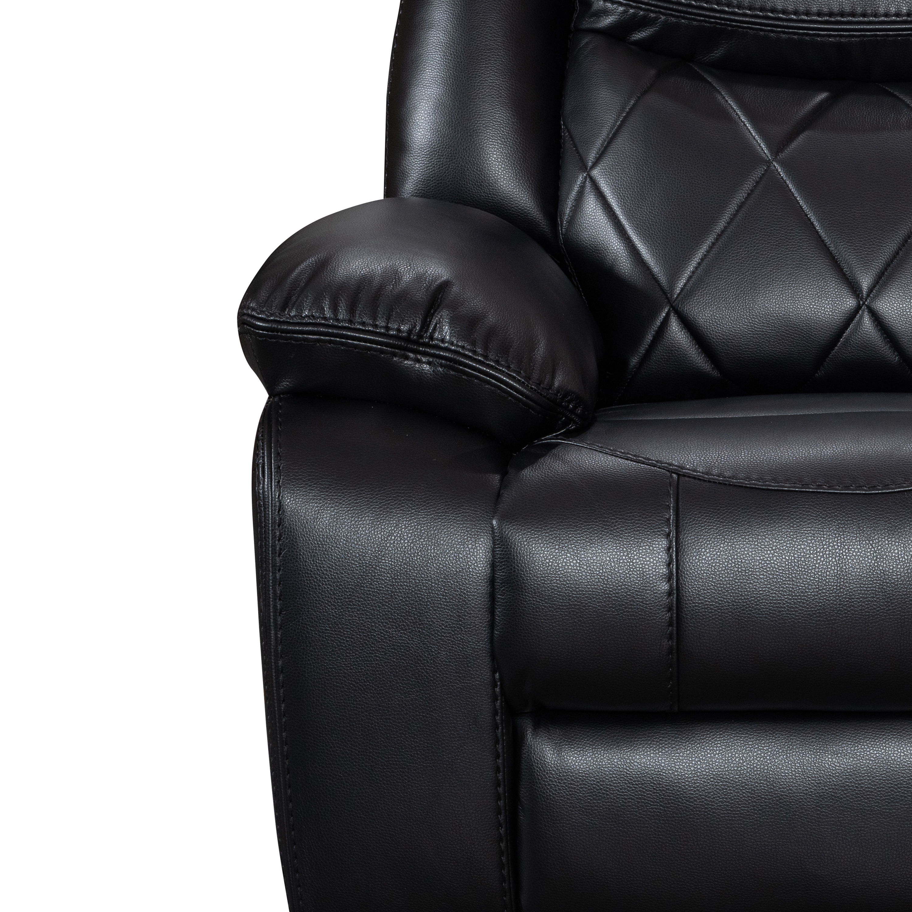 Contemporary Plush Velvet-Like Upholstered Power Reclining Chair, Black