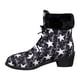 thumbnail image 1 of Zapatos Botines para mujer Botas de tobillo con estampado de estrellas de tamaño para mujer Botas de ropa de trabajo británicas de otoño e invierno Botas duraderas cálidas antideslizantes (Black 8), 1 of 7
