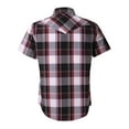 thumbnail image 2 of Coevals Club Men's Western Plaid Pearl Snap Buttons Two Pockets Casual Short Sleeve Shirts (Red Brown Black #20 M), 2 of 4