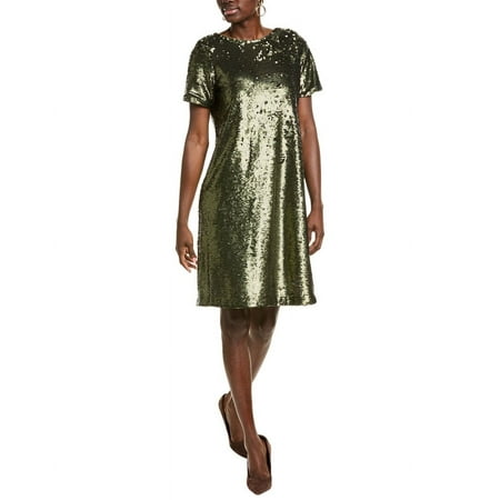 Anne Klein womens Sequin T-Shirt Dress, 0, Green