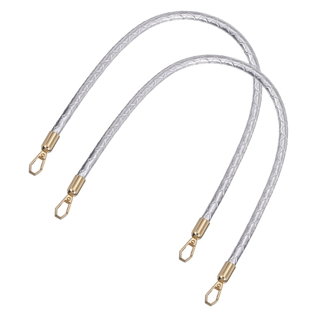 2Pcs Correa de Cuero para Bolso, 55cm 21.7" Correas Trenzadas para Bolso de Mano Reemplazo con Hebillas Doradas para Bolsa de Tote de Hombro DIY, Plata