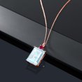 thumbnail image 4 of Gem Stone King 18K Rose Gold Plated Silver Sky Blue Topaz and Red Created Ruby Pendant Necklace for Women (20.25 Cttw, Emerald Cut 18X13MM, With 18 inch Silver Chain), 4 of 4
