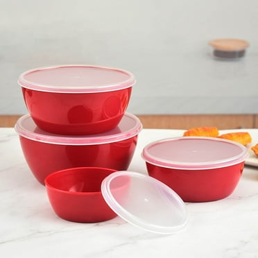 Dadatutu Mixing Bowl Set with Lids, 4 Piece Plastic Bowls for Kitchen Mixing, Serving, and Storage, Bpa-Free Kitchen Items, Ideal for Food Prep,