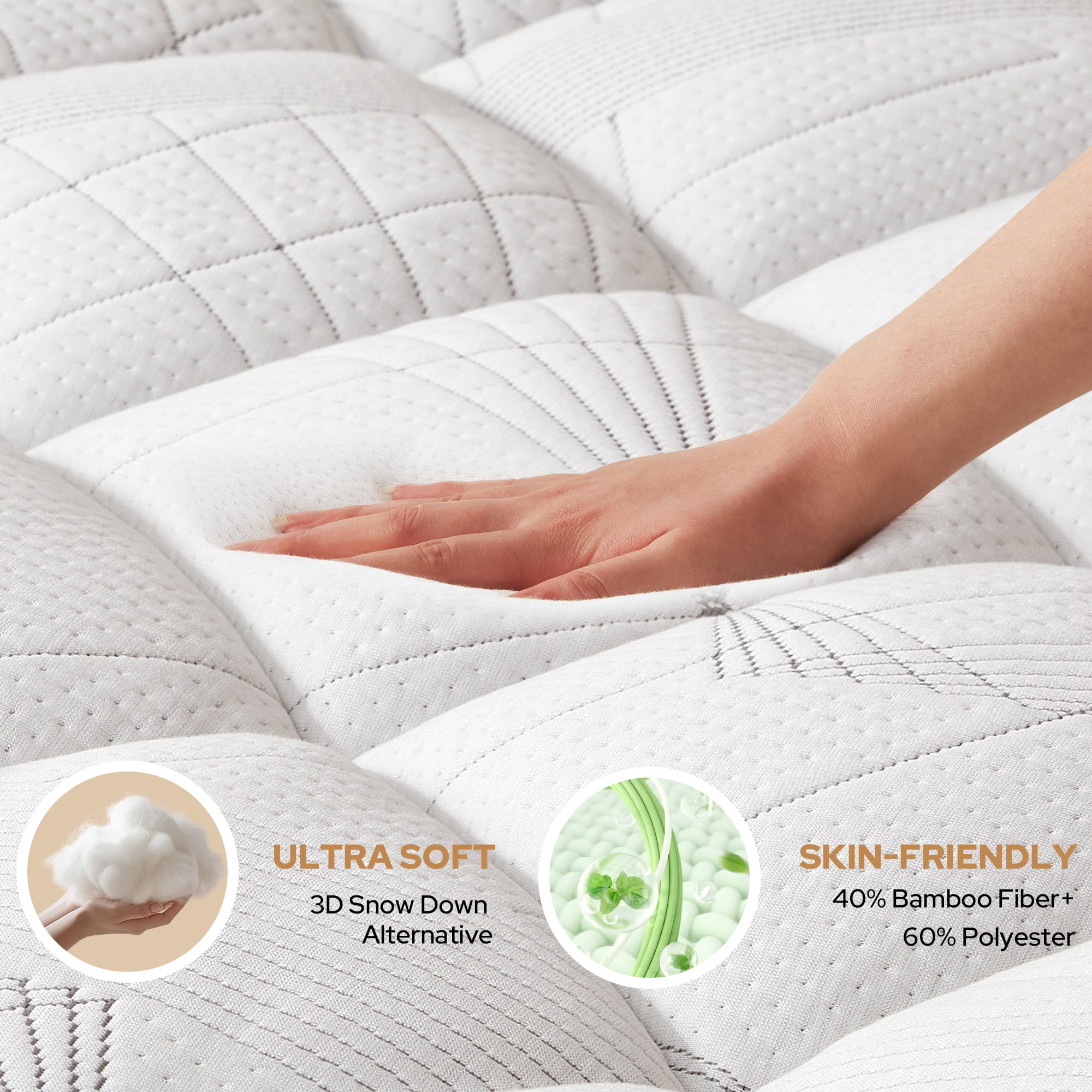 BEDLORE Cal King Size Mattress Topper, Fluffy Pillow Top Mattress Pad for Back Pain, Bamboo Breathable Mattress Cover with 6-18 Inches Deep Pocket