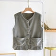 thumbnail image 3 of Bovxnpu Women's Fleece Vest Home Clothes Warm Sleeveless Jacket Lightweight Coats with Pockets Fall Outerwear Women's Winter Solid Color Fleece Lined Button Front Sleeveless Vest Warm Homewear, 3 of 3