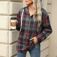 thumbnail image 4 of Qepwscx Womens Long Sleeve Hoodie Tops Cottons Collar Neck Going Out Tops Plaid Print T-Shirts Casual Blouses Button Up Basic Tees Loose Fits Fall Sweatshirt for Women, 4 of 7