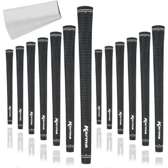 Karma Velour Black Men’s Standard Golf Grips, 13 Piece Set with 13 Tape Strips