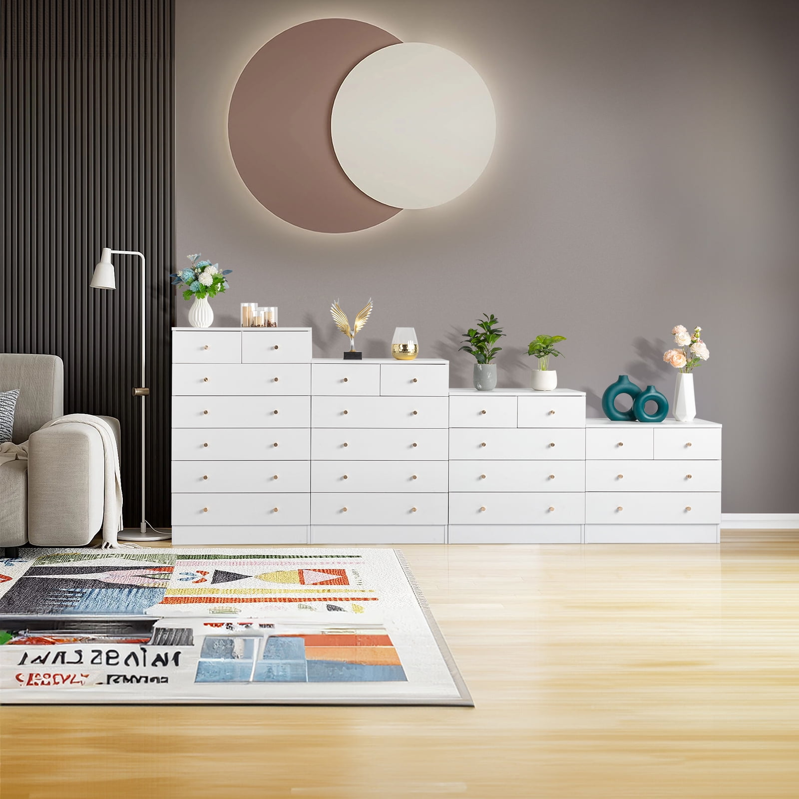 UBesGoo Modern Wood 4-Drawer Dresser Chest Bedside Table for Bedroom,Living Room,White