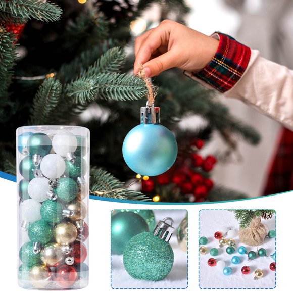 RYRDWP Clearance Christmas 48PCS Cylinder Set – Green/Blue/White/Red/Gold Electroplated Balls (3cm) – Basic Christmas Tree Decorations Ornaments