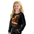 thumbnail image 5 of Xoenoiee Horse Fire Print T-Shirt for Girls Long Sleeve Pullover Crop Top Graphic Shirts Sweatshirts Crew Neck Tees Shirt, 13-14 Years, 5 of 7