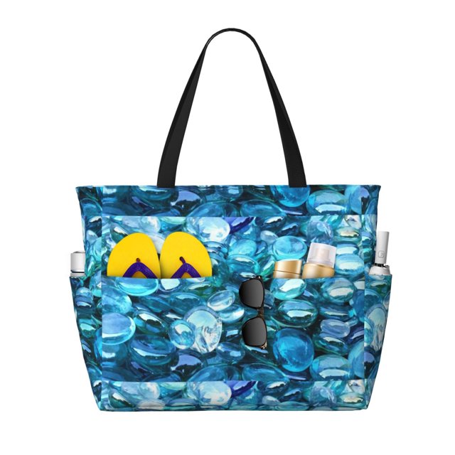 Easygdp Blue Kyanite Bolsa de Viaje de Playa de Gran Capacidad, Bolsa Tote Perfecta para la Playa, Escapadas de Fin de Semana y Viajes