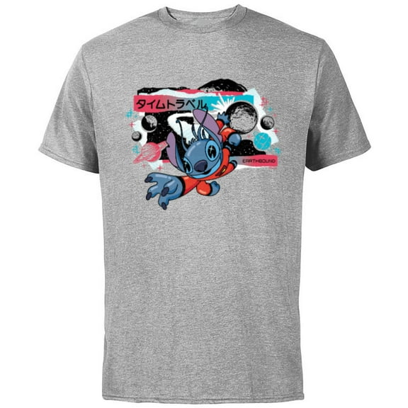 Disney Lilo & Stitch Techno Time Travel Earthbound - Short Sleeve Cotton T-Shirt for Adults - Customized-Athletic Heather