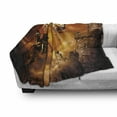 thumbnail image 3 of Modern Soft Flannel Fleece Blanket, Kids Nursery with a Knight on a Horse Castle Mystic Fairytale Artwork Print, Cozy Plush for Indoor and Outdoor Use, 50" x 70", Black and Marigold, by Ambesonne, 3 of 6