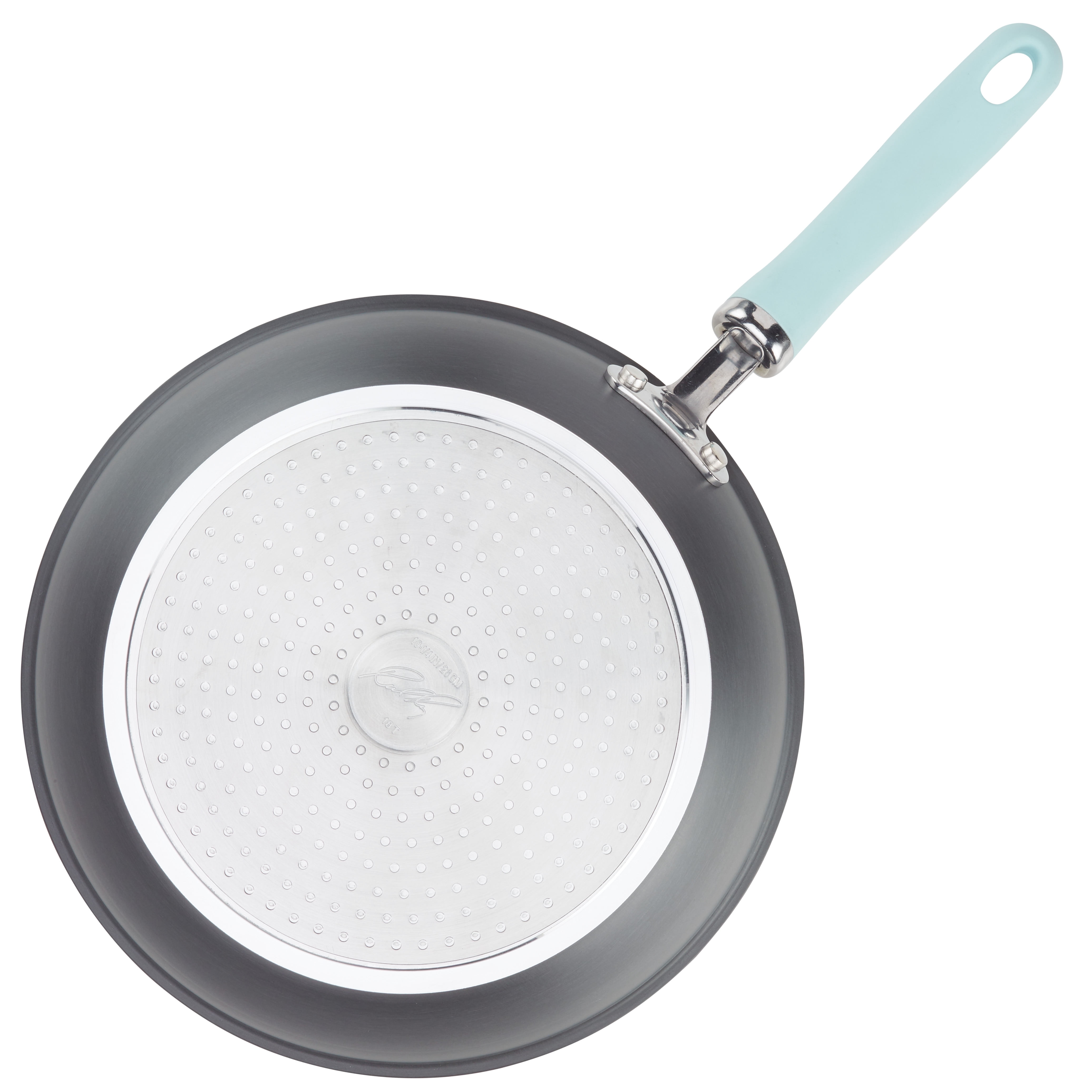 Rachael Ray Create Delicious 9.5" and 11.75" Hard-Anodized Aluminum Nonstick Deep Skillet, Light Blue Handles