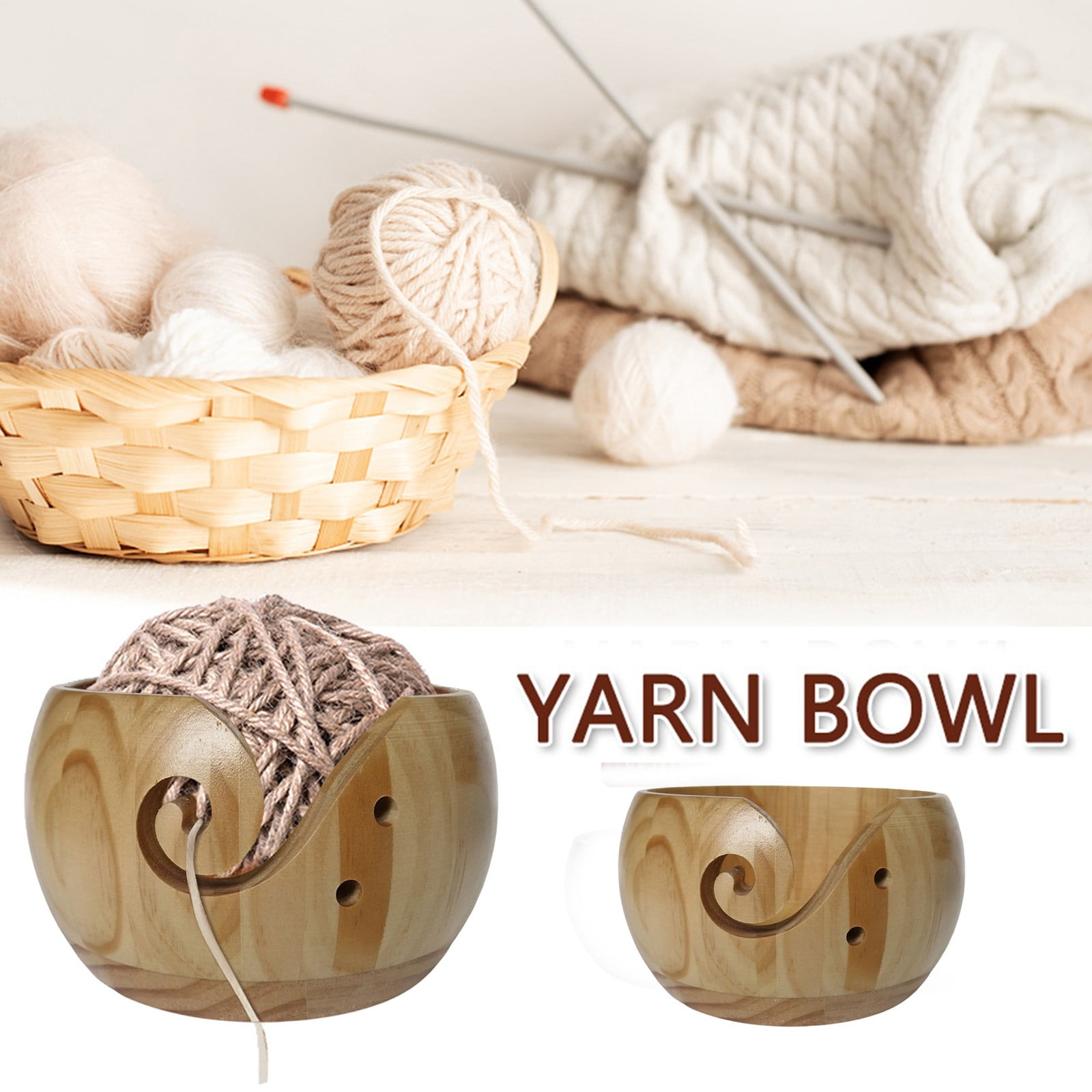 Knitting compatible with Machines for Blankets Knitting Needles Size 7 Bowl  Bowl Wool Wool Wooden Bowl Manual Wool Wool Wooden Wooden Storage Bowl Home  Textiles 