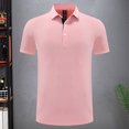 thumbnail image 2 of Mens Resistant Polo Shirt Breathable Short Sleeve T Shirts Classic Fit Casual Summer Top Pink XXL, 2 of 5
