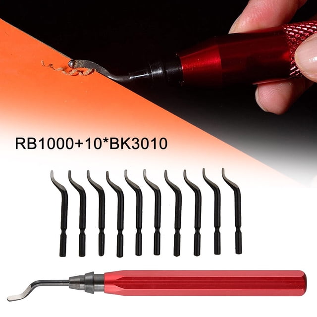 Rb1000 Handle Burr Deburring Remover Cutting Tool with 10Pcs Rotary Deburr Blade for Metal Wood Plastic