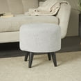 thumbnail image 2 of DecMode Polyester Chevron Textured Stool with Black Wooden Legs, Light Gray, 2 of 9