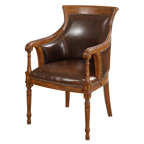 Venetian Kirklees Bonded Leather Accent Chair, Antique Oak ...