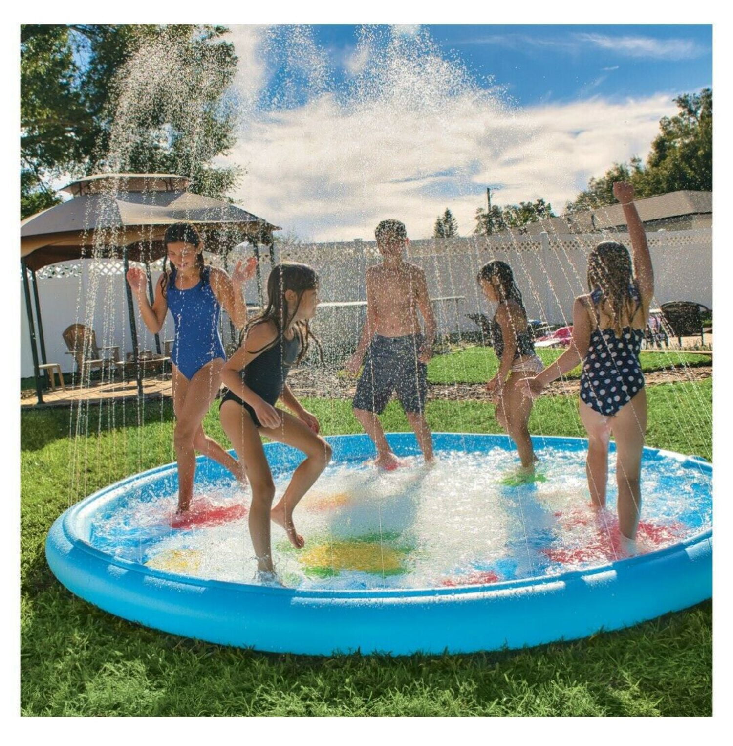 Giant Splash Pad Inflatable 10 Ft Diameter Wading Pool with Sprinkler