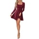 thumbnail image 2 of VESTIDO DE FIESTA BRILLANTE DE CUELLO CUADRADO CHIC INSPIRADOR PARA MUJERES, VESTIDO DE CÓCTEL DE MANGA LARGA, VESTIDO DE NOCHE EN A XL ROJO, 2 of 6