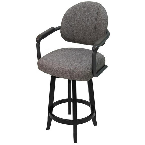 Swivel Counter 26" Bar Stool - M-79 Grey Metal - Wood Base