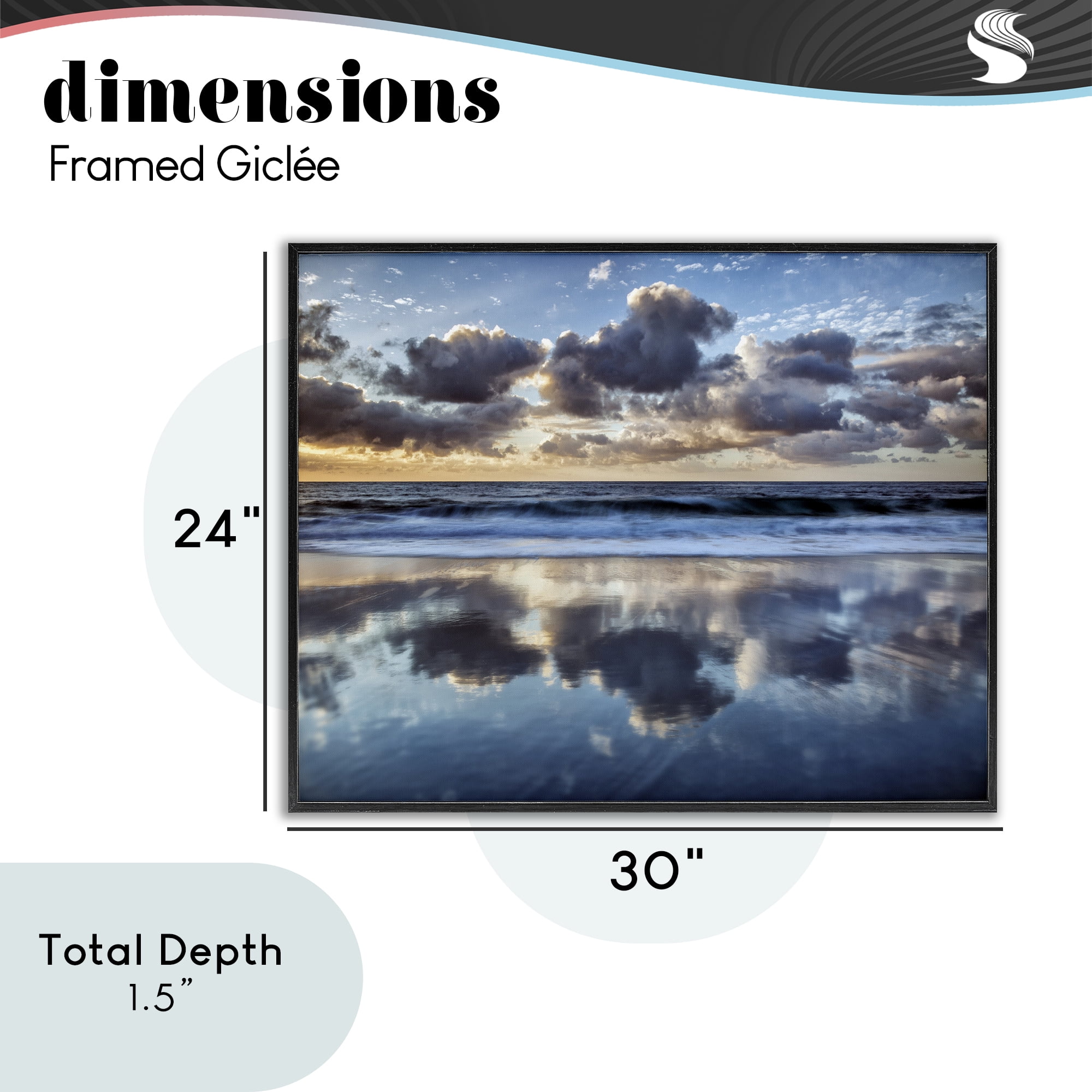 Stupell Industries Reflective Clouds Seascape Black Framed Giclee Art, design by Superstock Partners LLC