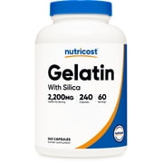 Nutricost Gelatin with Silica (2,200mg) 240 Capsules - With Grass-Fed Beef Gelatin, Gluten-Free, GMO-Free, 60 Servings