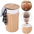 thumbnail image 1 of SalonMore Rond Bambou Panier à Linge Linge Chiffon Sac de Rangement Couvercle Naturel, 1 of 6