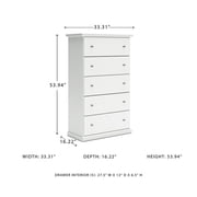 Signature Design by Ashley Bostwick Shoals 5 Drawer Wood Chest in White